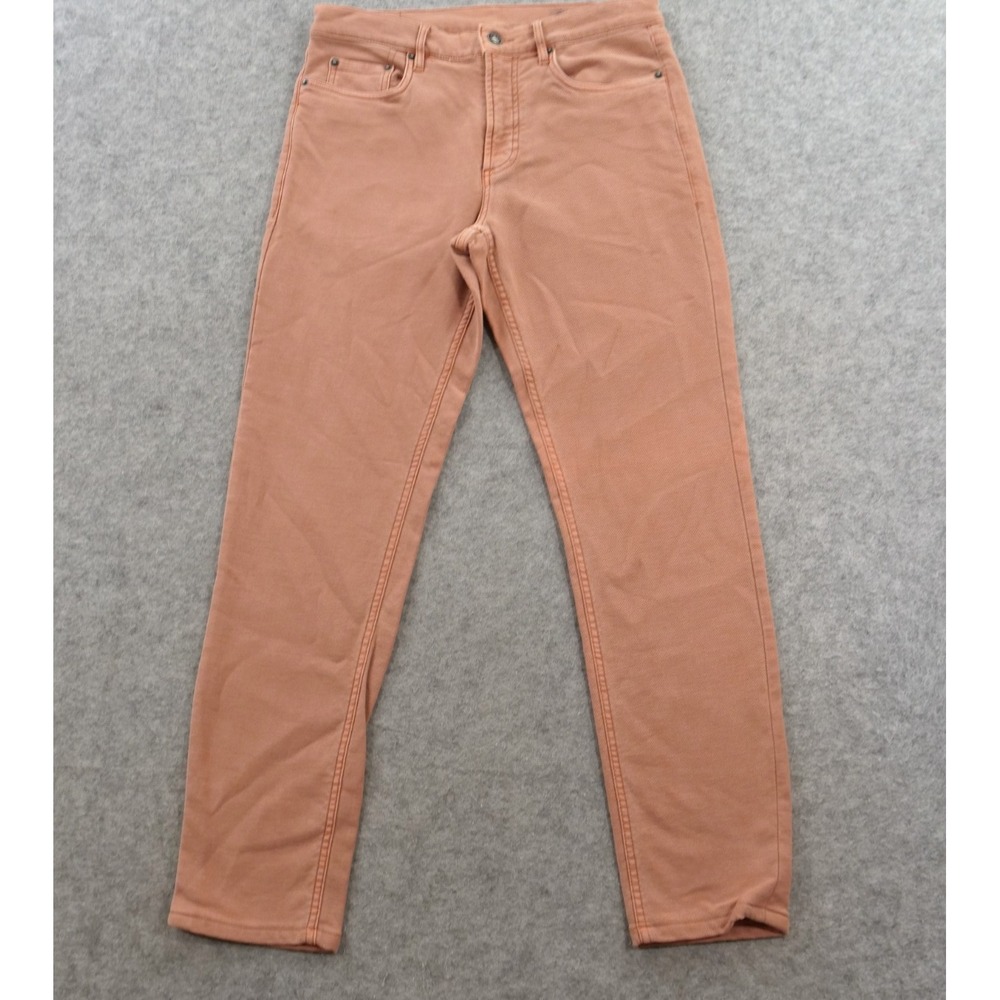 Faherty Jeans Mens 30 Pink Stretch Knit 5 Pocket Straight Mid Rise Zip Fly